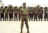 Young Rawlings leads a parade at the Independence Square in Accra