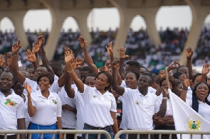 A file photo of NABCO trainees at the Black Star Square