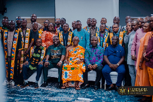 Dr Kwamigah-Atokple (seated 2nd from L) with the MMDCEs and the Presiding Members