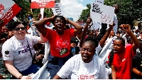 Human rights activists protest demanding an end to femicides in Nairobi, Kenya on January 27, 2024
