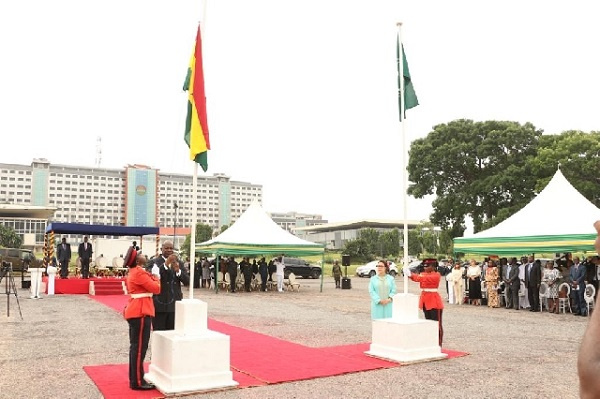The ceremony was held at the Forecourt of the State House