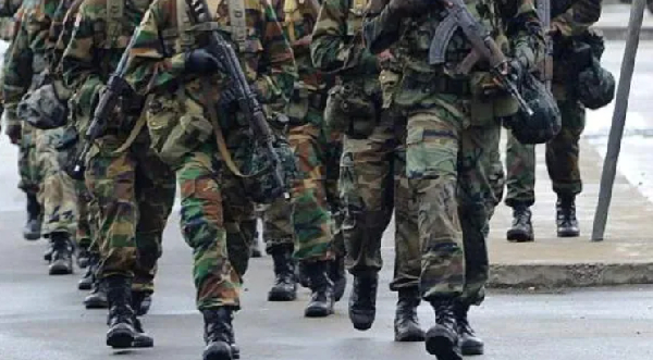 Some personnel of the Ghana Army participating in a march past
