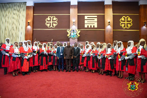 President John Dramani Mahama in a photograph with the Judges, Chief Justice