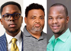 (L-R) Kwesi Botchway Jnr, NDC National Organiser Joseph Yamin and Abanga Yakubu