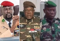 L-R: Mamady Doumbouya (Guinea), Abdourahmane Tchiani (Niger), Brice Oligui Nguema (Gabon)