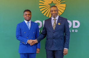 Ga Manste King Tackie Teiko Tsuru II (R) and CEO of GoldBod Sammy Gyamfi (L)