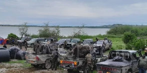 Members of the UPDF remain on guard on Lake Edward on November 1, 2023