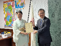 Chef Kahori Kishi with Ambassador Hiroshi Yashimoto