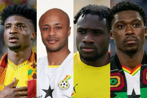 L-R Kudus, Andre, Painstil and Kohn were all left out of Ghana's squad to face Mexico