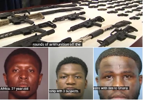 The Ghanaian suspects and the guns seized from them