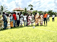Patrick Boakye Yiadom with some elders at the commissioning of the football park