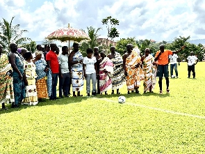 Patrick Boakye Yiadom with some elders at the commissioning of the football park