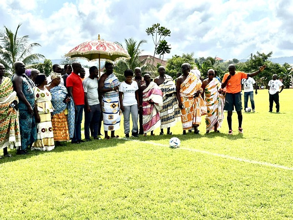 Patrick Boakye Yiadom with some elders at the commissioning of the football park