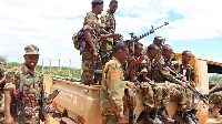 Somalia National Army soldiers on patrol