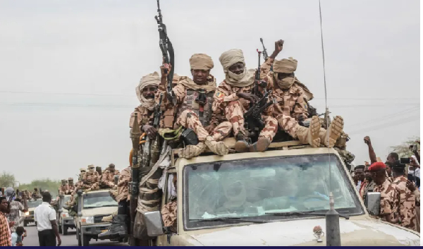 Chadian soldiers parade in capital D'Jamena