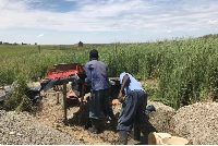 Illegal chrome miners work at a mining site near Rustenburg in South Africa’s North West province