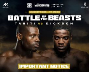 Andrew Tabiti (L) and Jacob Dickson (LR) will battle for the (WBO) Africa Bridgerweight title