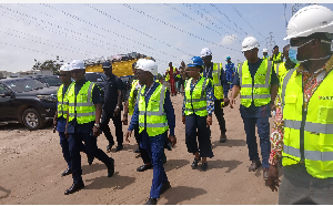 The minister among other stakeholders during the inspection tour