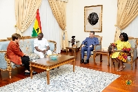 Dr. Mohamed Amin Adam, Minister of Finance and IMF MD, Kristalina Georgieva and others in a meeting