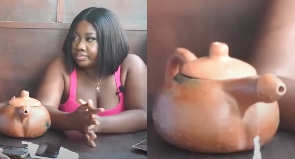 Shugatiti displays her penis-shaped pot