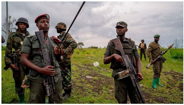 M23 rebels in Kibumba