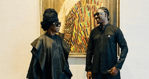 Legendary Ghanaian highlife musician Kojo Antwi (L) and his son