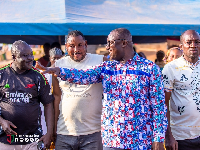 Energy minister (second from R) on his outreach programme Yapei