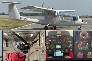 The microlight helicopter involved in the crash in Tema