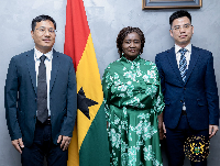 Prof Jane Opoku-Agyemang with officials from the Sunda Group
