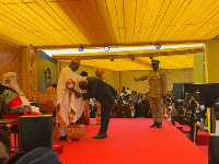 President John Mahama exchanging greetings with Dr Mahamudu Bawumia