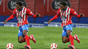 Jerry Afriyie during his first game for CD Lugo