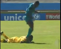 Abedi Pele got stepped on the head by an opponent