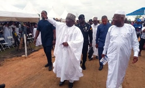 Vice President Dr Bawumia (with right hand raised) at the Ahmadiyya Muslim Mission celebration