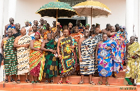 Ohempon Yeboah Asiamah, the Dormaahene, and other chiefs in a group picture