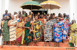 Ohempon Yeboah Asiamah, the Dormaahene, and other chiefs in a group picture