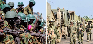 South Sudan People’s Defence Force soldiers (left) and Uganda People’s Defence Force (UPDF) soldiers