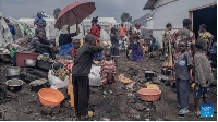 Displaced people seen in a refugee camp on the outskirts of Goma