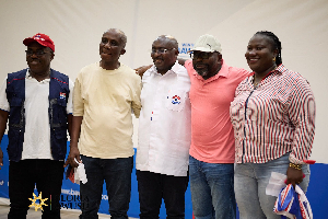 Trobu MP, Gloria Owusu (far-right) with Dr Mahamudu Bawumia (M)