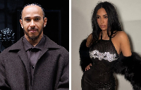 Lewis Hamilton (L) and Kim Kardashian (R)