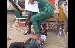 Watch as CID officer stamps suspect alleged to have tried an escape using pepper spray