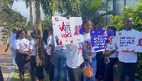 Some graduates of Ghana's Free SHS policy holding placards