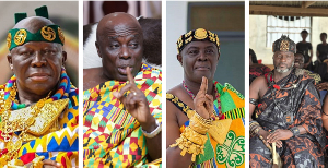 The Asantehene, Okyenhene, Dormaahene and Osaberima Atta Appeakrong Agyei II