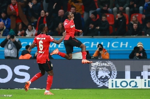 Jeremie Frimpong 'flies' as he celebrates his goal