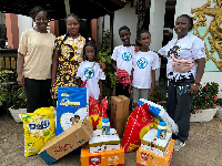 One of the families with their donations