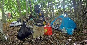 Kofi Offeh, who calls himself King Atehehe, is from Ghana