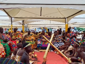 Togbe Afede XIV in a photo with other traditional rulers and indigenes