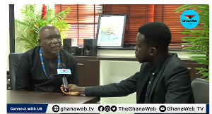 Bright Asamoah Brefo seated with GhanaWeb TV's George Ayisi