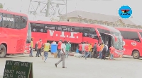 Some of the buses at the VIP station yard in Accra