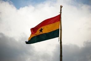 A hoisted Ghana flag