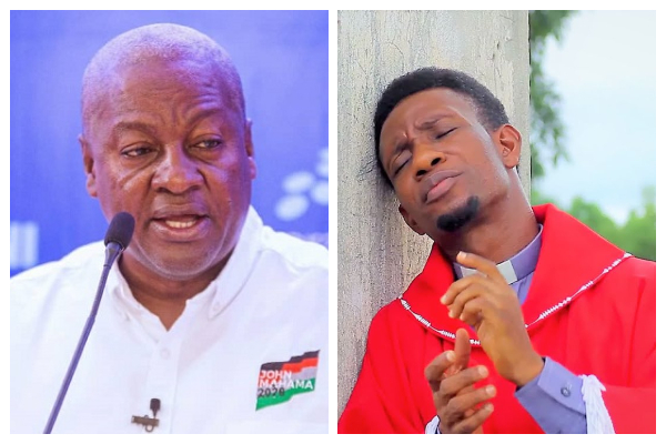 John Dramani Mahama (L) and Evangelist Akwasi Nyarkoa